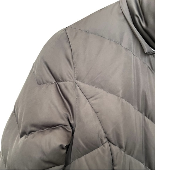 T Tahari Down Puffer Coat Taupe Brown XS, Long Quilted Winter Jacket High Neck - Picture 13 of 13